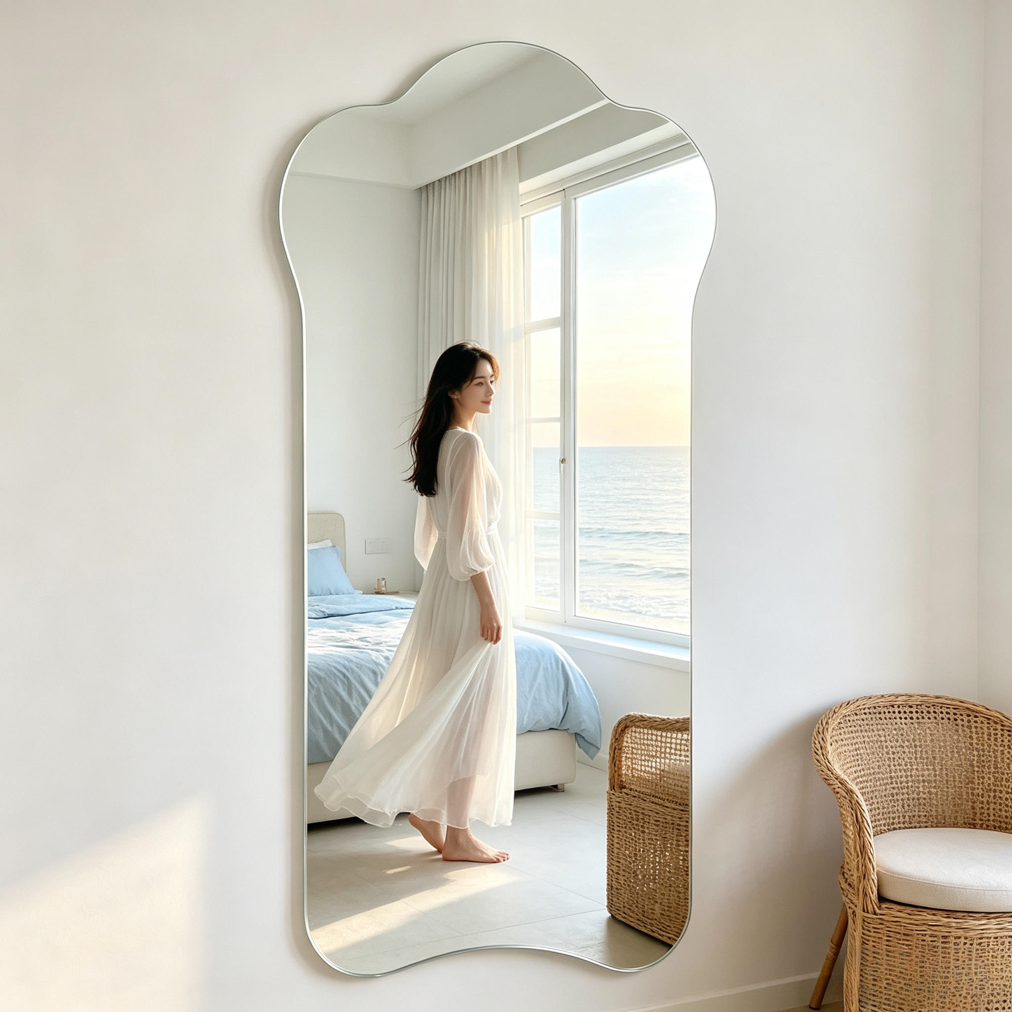 Acrylic Irregular Full-Length Wall-Mounted Decorative Mirror