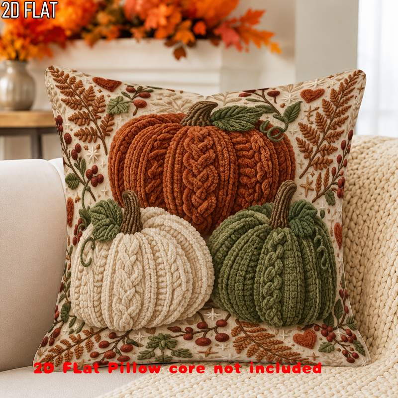 TEMU 2d Flat - 1pc Pillow Cover (insert Not Included); Not Actual Embroidery; 2d Print; Double-sided Print. 2d Flat Design, 1pc Set, Autumn Country