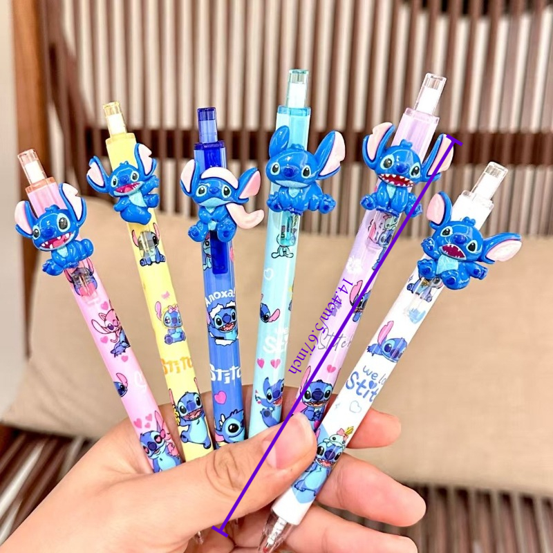 Random 3pcs Stitch Retractable Gel Pens with Cute Cartoon Designs