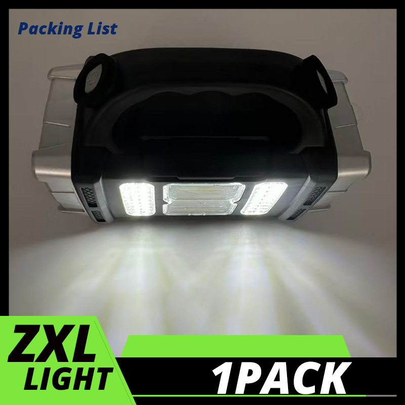 TEMU Lampe de poche multifonctionnelle argentée à 4 LED, lampe portable avec double éclairage et arrière, et lumière chaude, projecteur latéral COB,