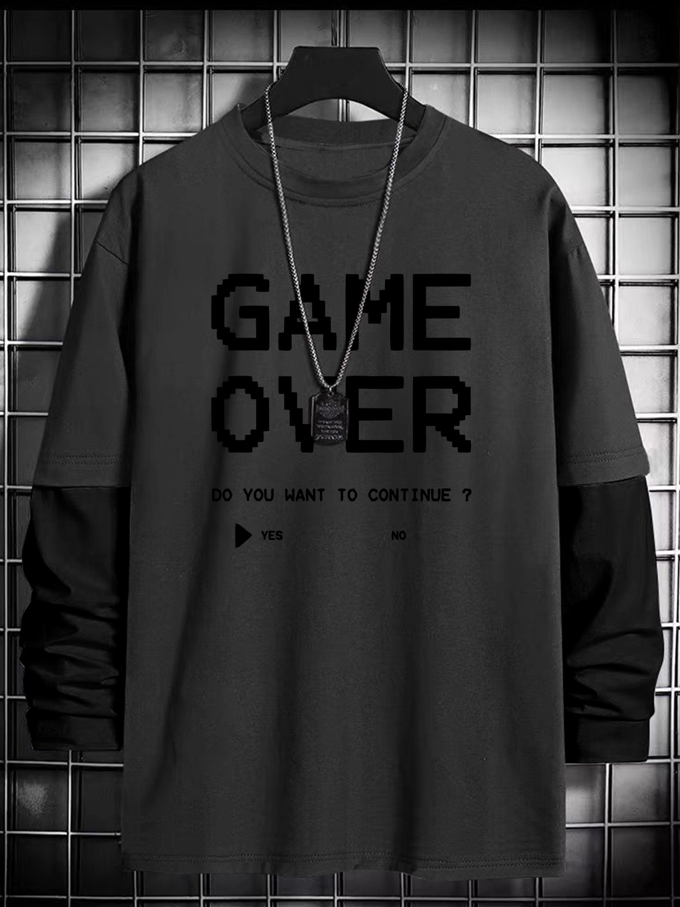 amiseta Casual de Manga Larga para Hombre "Game Over" 