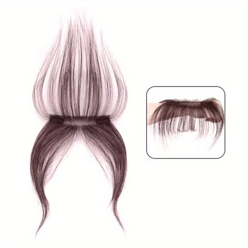 TEMU Elegant Clip-in Bangs Hair Extensions For Women - Invisible Middle Part Fringe, Straight Synthetic Hair, Natural Look For Daily Use, Styling | Sleek Straight Hair | Accessory