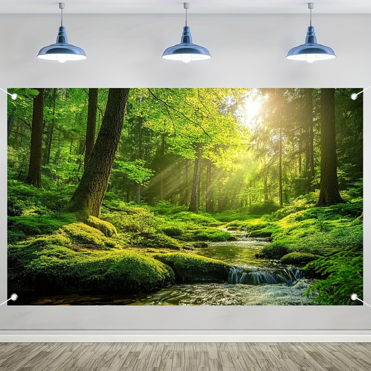 Realistic Forest Valley Tapestry Wall Hanging Nature Backdrop_voghion.com