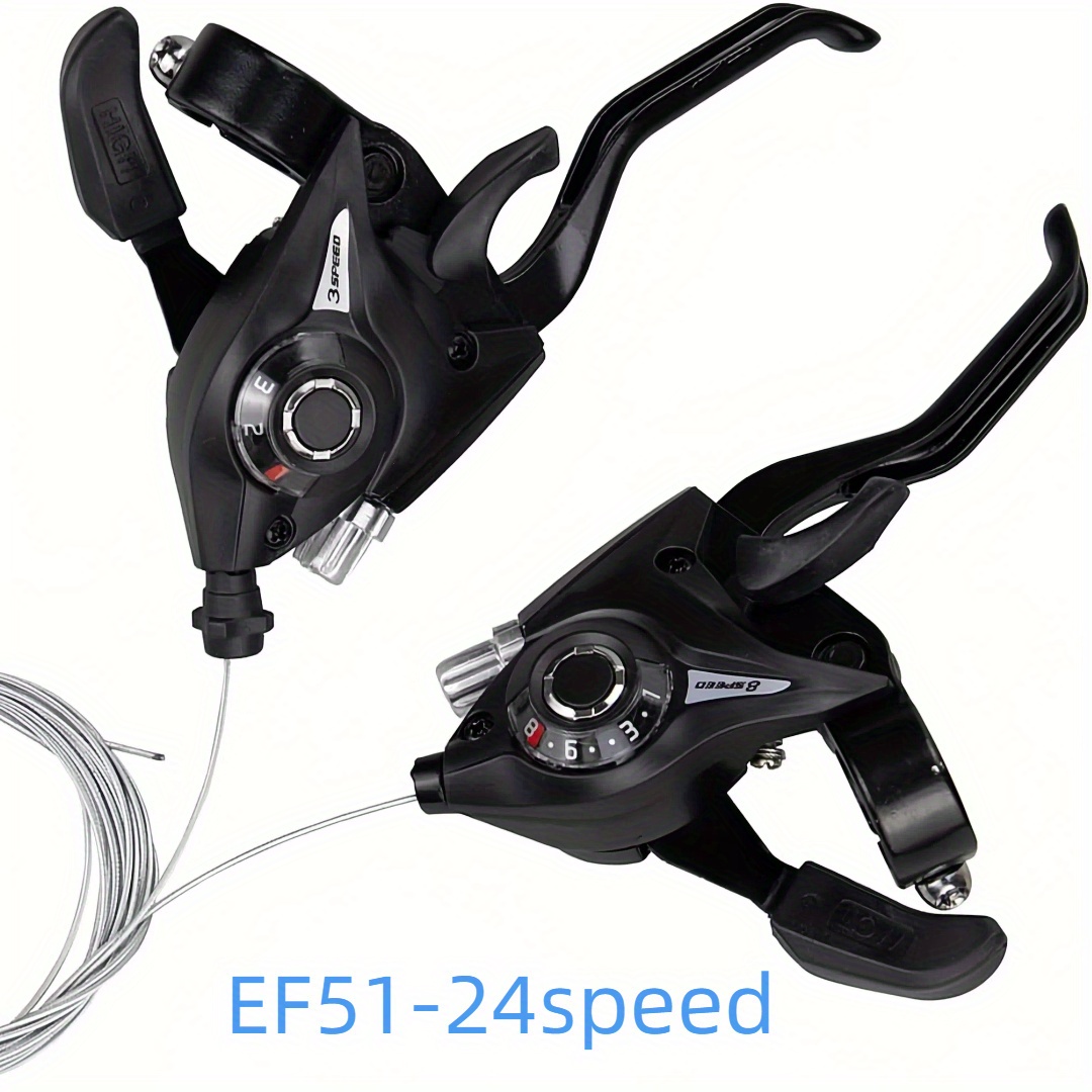 21/24 Speed Bicycle Shifter and Brake Lever Set - Ergonomic Dual Trigger & Thumb Lever with Gear Display Window, Left/Right Hand Shifters, Compatible with 3/7/8-Speed Drivetrains, Cable Included - Heavy-Duty Aluminum Alloy Construction for Mountain Bikes, Road Bikes, Hybrid Bicycles - Ideal for Downhill, Cyclocross, All-Terrain Riding - Compatible with derailleur systems, Bicycle Shifter Lever, Bicycle Hand Break Gear Shifter, Bicycle Controls with Cables, Bicycle Brakes,