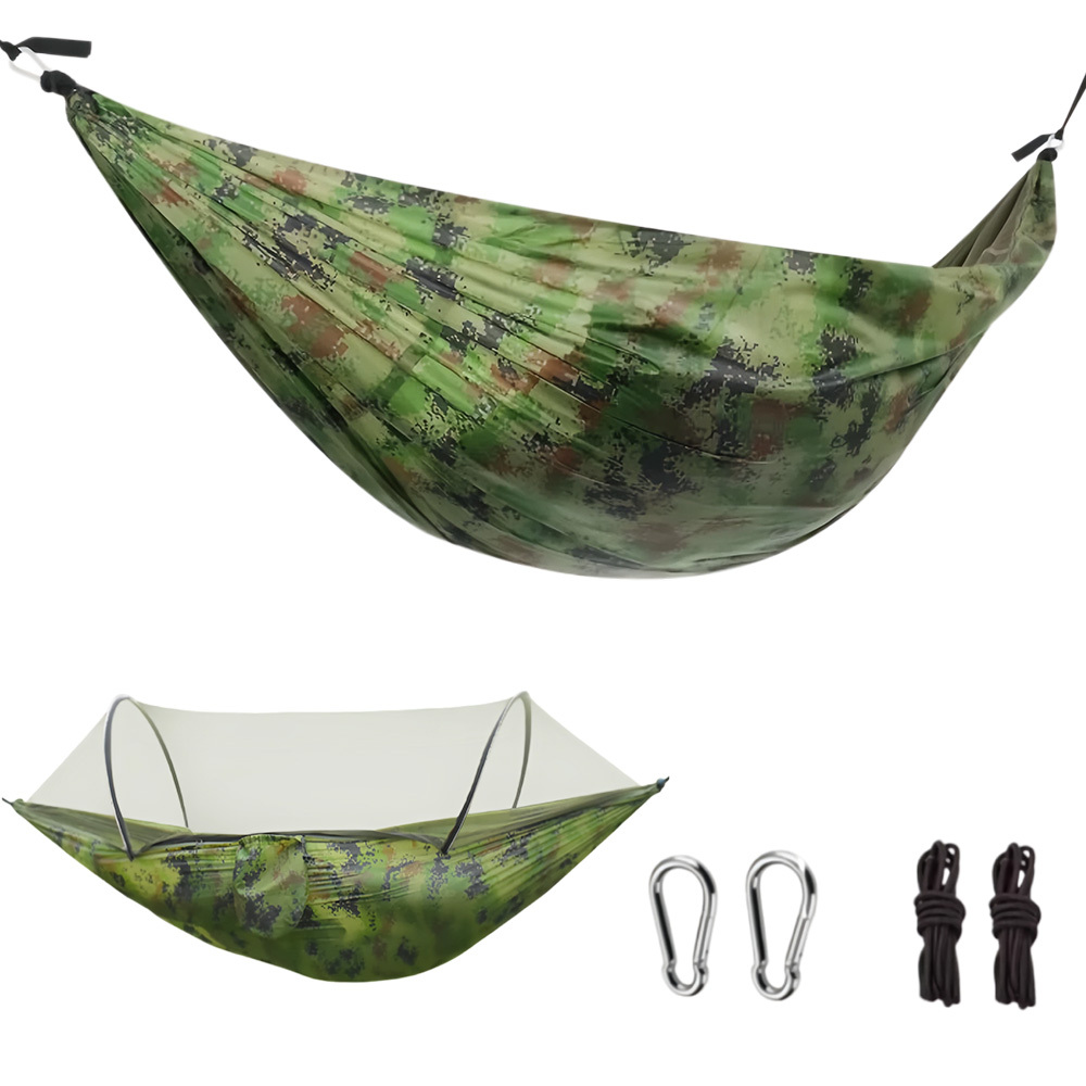 2 Person Camping Hammock With Anti Net Quick Opening Pole 300kg Load For Outdoor Travel