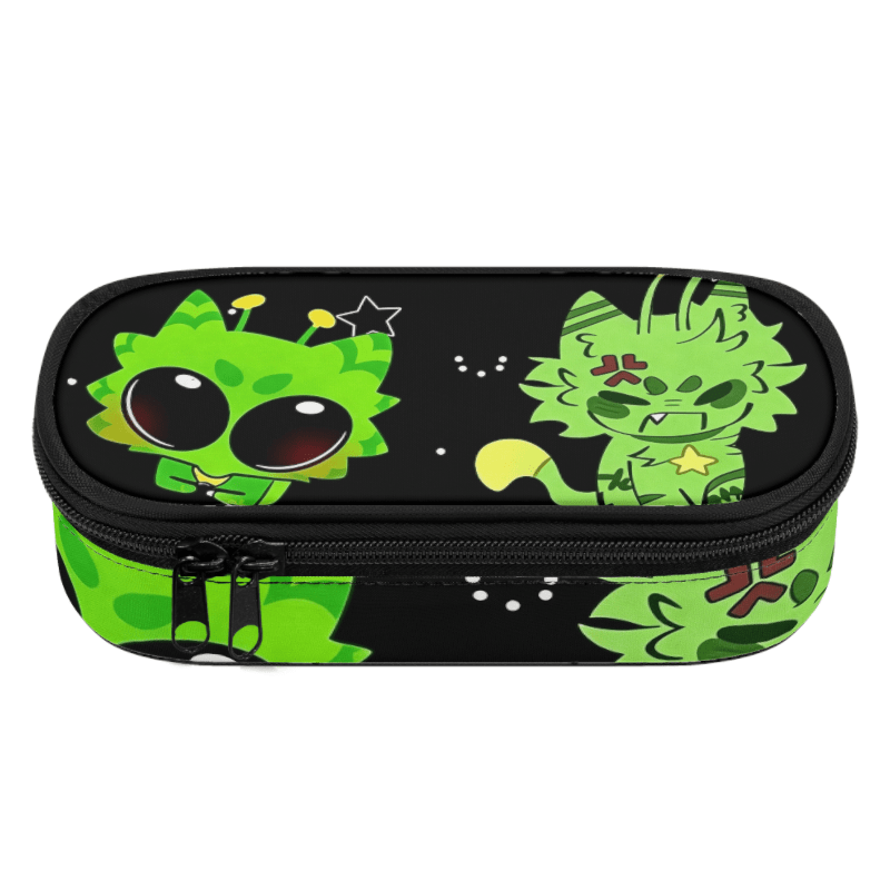 TEMU 1pc Polygonal Pencil Case With Kitten Design, Large-capacity Printed Pencil Pouch With Zipper Closure & Compartment, Stylish Makeup Bag,