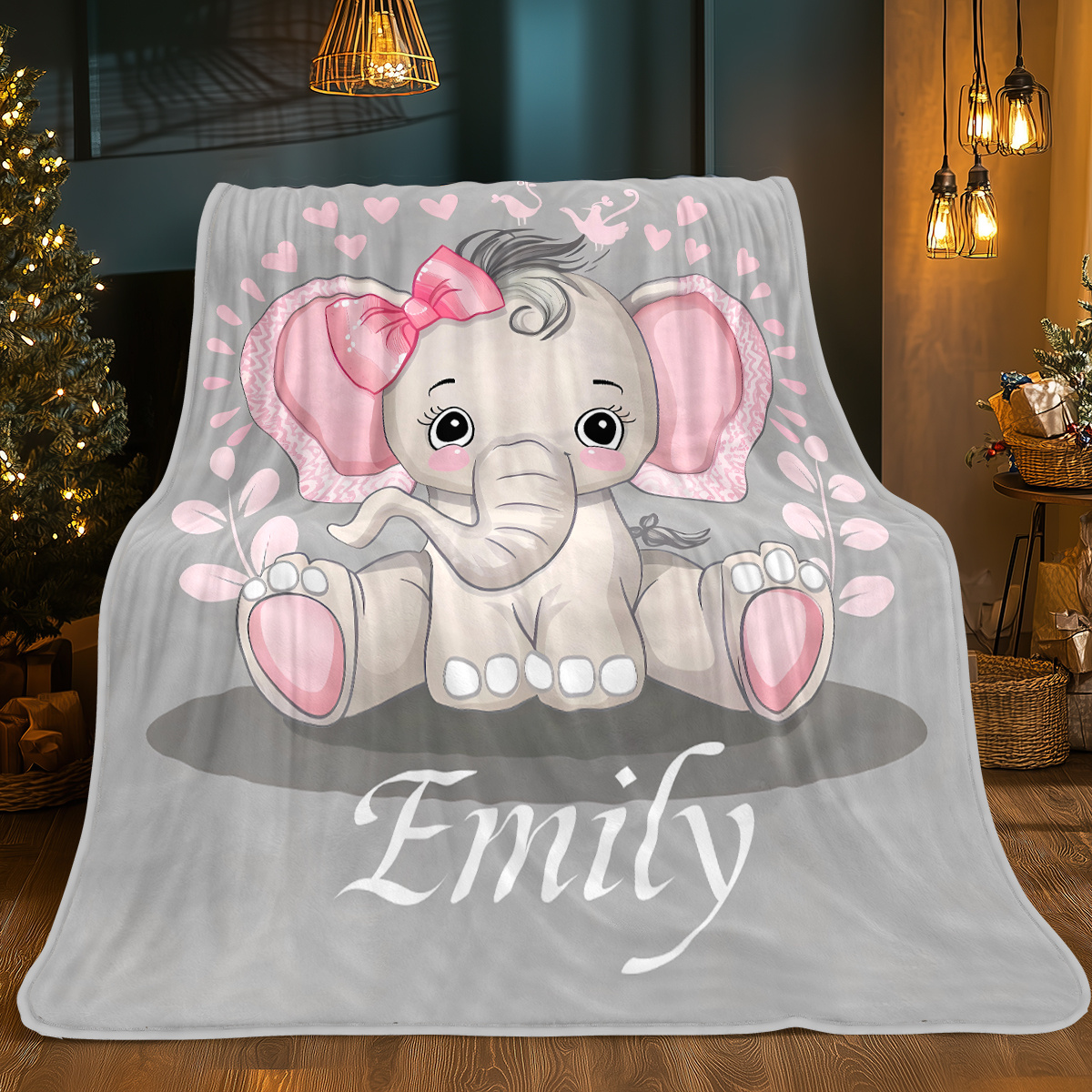TEMU Couverture Douce et Portable Éléphant Personnalisable - Plaid Léger en Flanelle pour Canapé, Camping, Salon, Bureau, Chaise et Lit - Impression