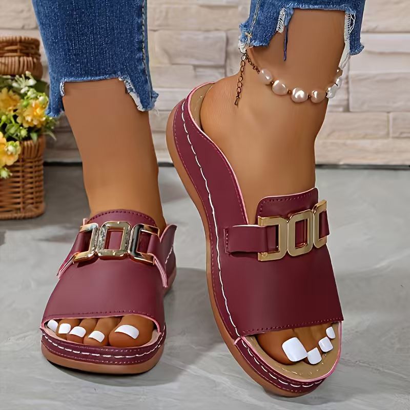 Seaforth™ Women's Buckle Detail Wedge Slides
