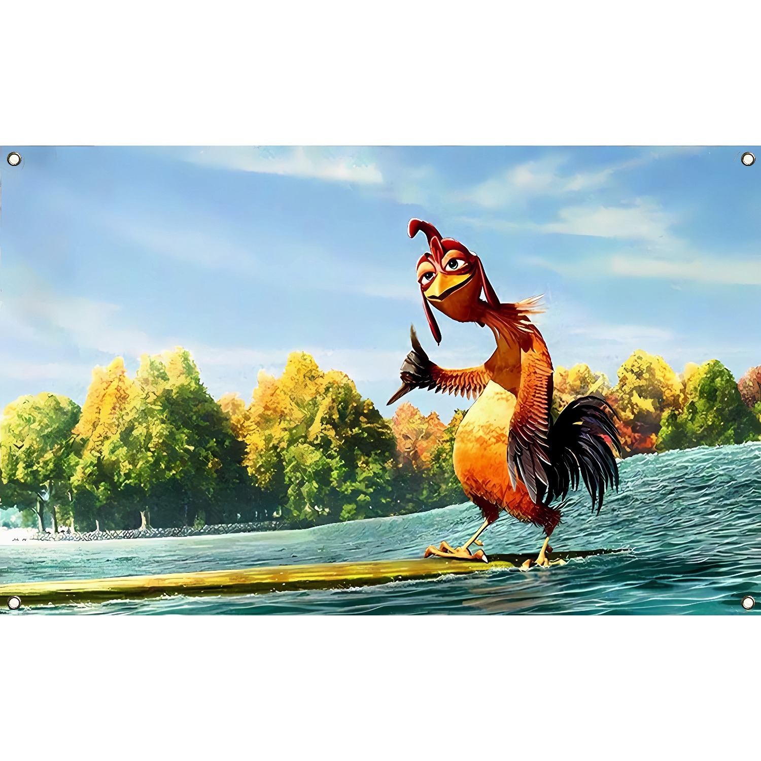 TEMU 2d Flat, Flag 1pc 2d Flat - 2d Flat - Large Foot 2d Flat Fun Chicken Flag Banner - Suitable For Outdoor/indoor Celebrations, With Grommets,