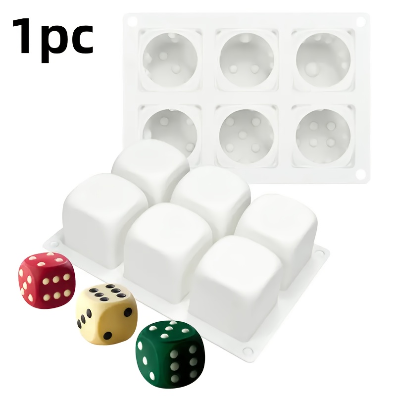 TEMU 1pc 6-cavity Large Square Dice Silicone Mold, Reusable Craft Mold For Making, Candle Making And Resin Casting, Supplies
