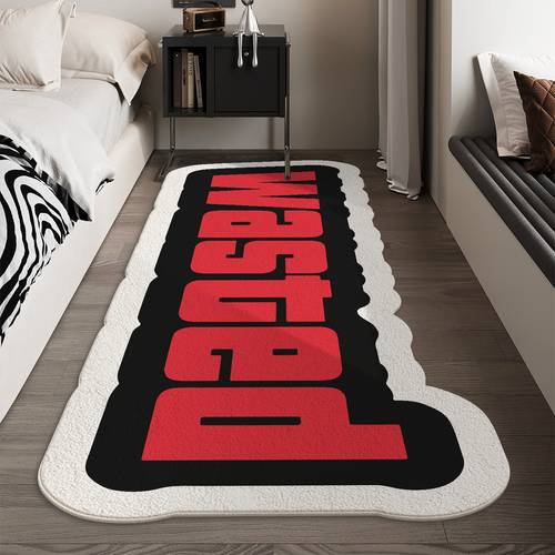 1pc modern letter bedroom area rug with non slip backing soft and washable suitable for bedside rugs living room and bedroom rugs black and home decoration housewarming gift and holiday gift
