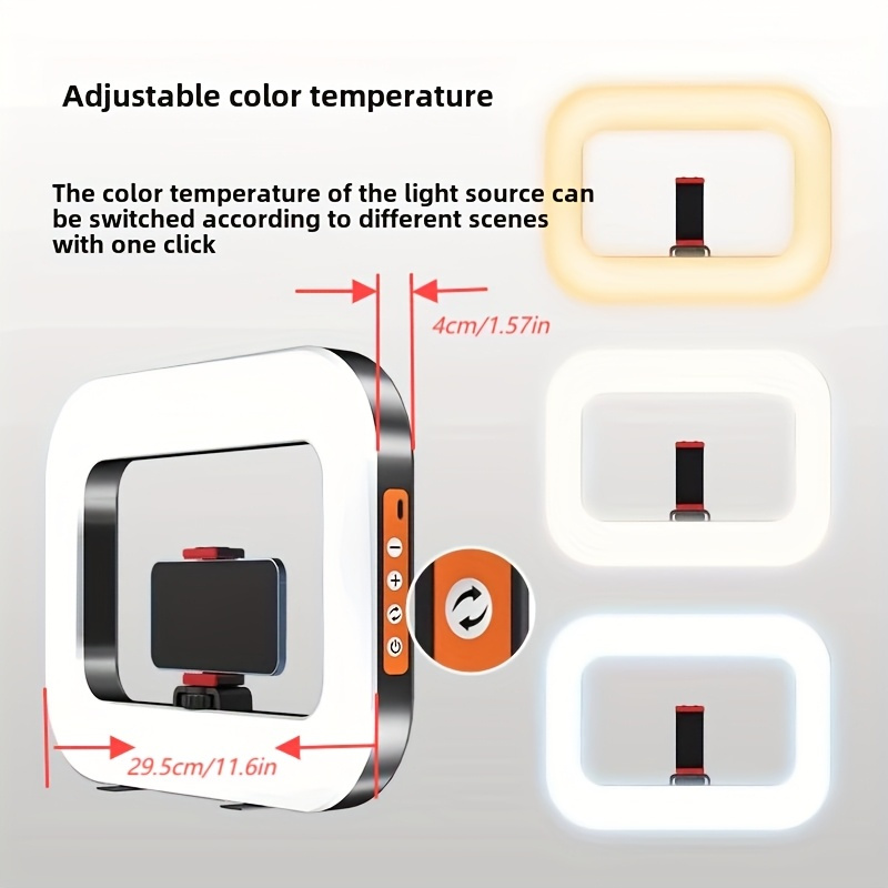 led   light, smartphone camera mount with lighting, camera and smartphone stabilizer kit, suitable for mobile phones - portable adjustable focus,   led panel,   selfies, live streaming, and video recording, usb rechargeable, indoor use, phone ring light 0