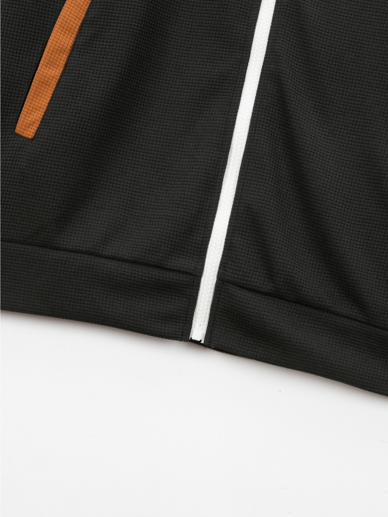 Casaco Masculino Waffle Knit Color Block com Fecho de Correr e Gola de Abotoar 4