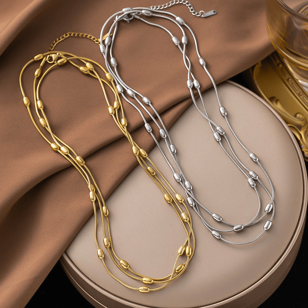 Women's Three-layer Layered Collarbone Chain Necklace, Vintage Style