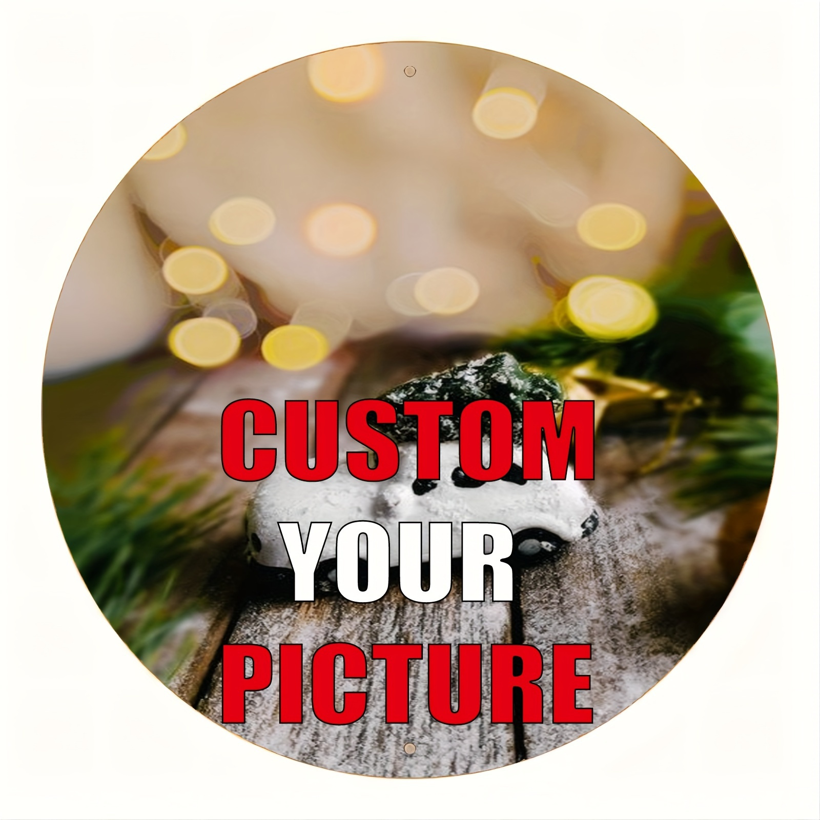 TEMU 2d Flat, 2d Flat Personalized Custom Photo Round Metal Sign Customizable Image Rust-proof Wall Decor - 8.0x8.0inch Modern Disc, Suitable For