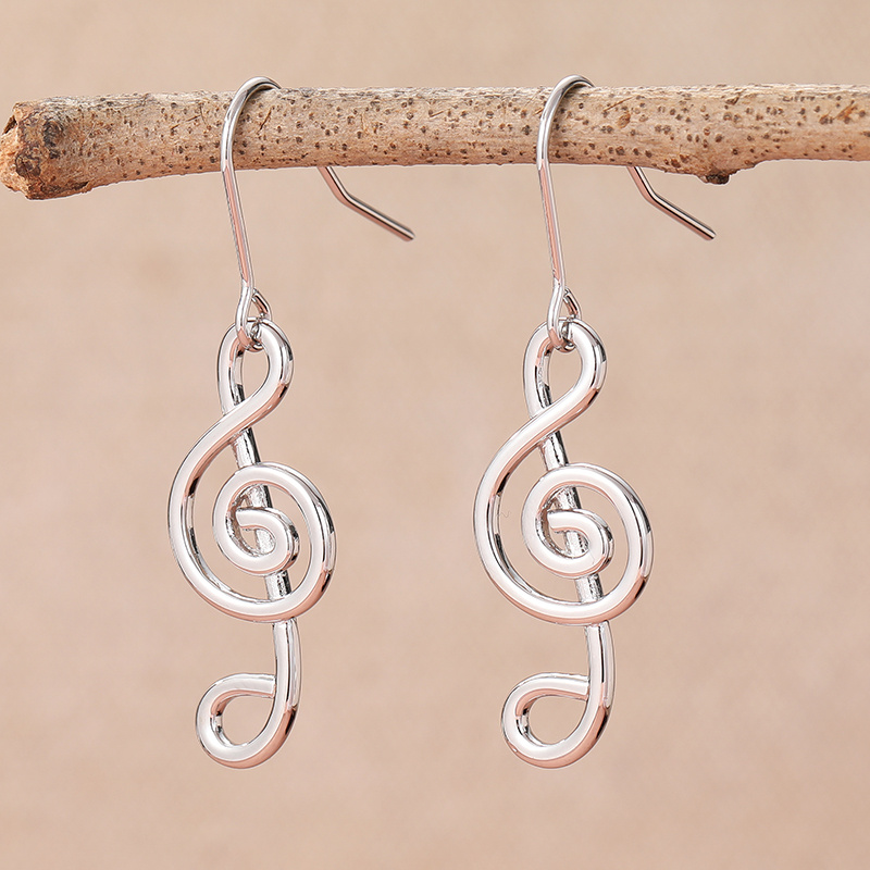Minimalist Avant Garde Silvery Music Note Earrings