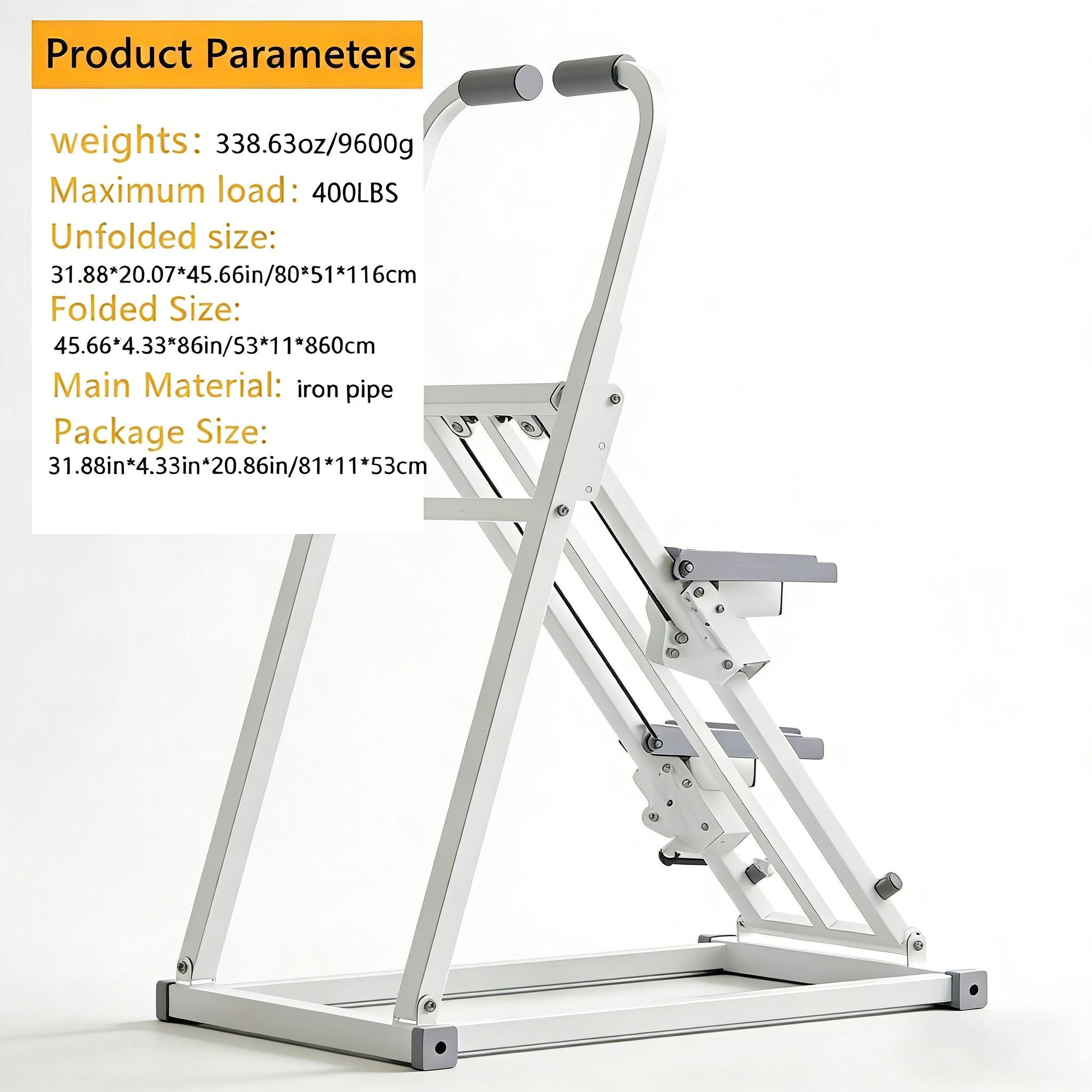 An Adjustable-height, Foldable Stair Stepper with a Heavy-duty Iron Frame, Designed for Manual Low-impact Full-body Workouts. Features a Space-saving Design, Ideal for Home Gym Cardio and Strength Training. A Dedicated Indoor Climbing Stepper