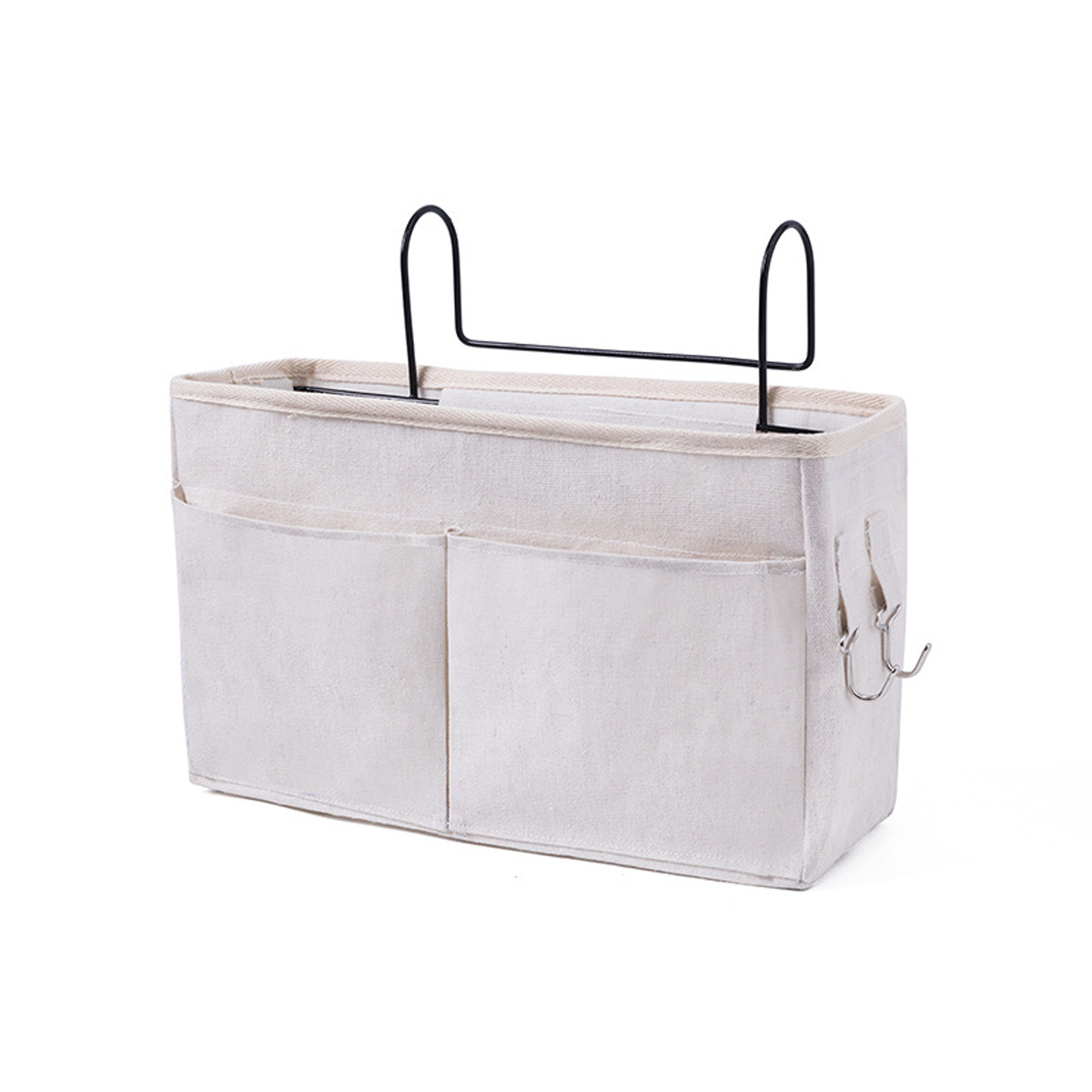 TEMU Organisateur de rangement suspendu de chevet 1 pièce, panier de rangement de lit en tissu lavable, porte-poches suspendus avec crochets à