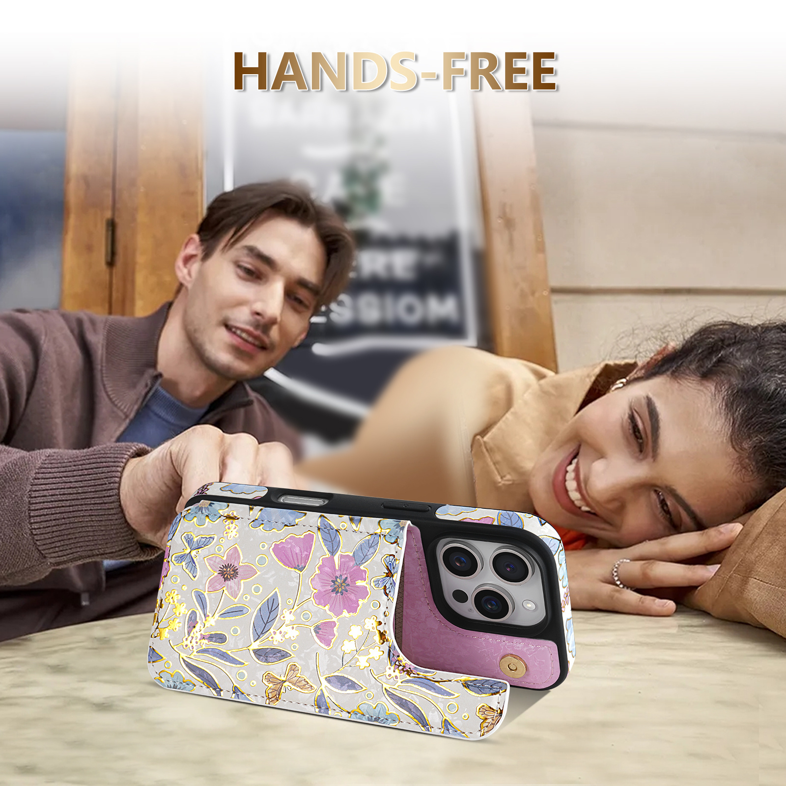 Luxury Wallet Foil Printed Embossing Hot Stamped Floral Pattern Double Buckle RFID Blocking With Card Slot Support Flip PU Artificial Leather Case Compatible With for iphone 16 Pro Max 15 Plus 14 Pro 13 Mini 12 11 XS MAX XR 7 8 SE2 SE3 Business Cover