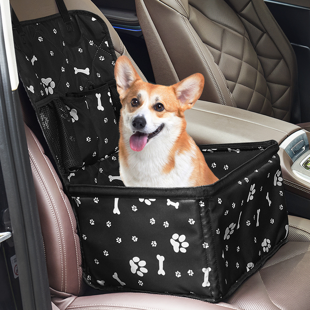 

1pc Paw Print Waterproof Dog Car Seat Cover, -resistant Fabric Pet Travel Mat For Front Side, Protection For Cars