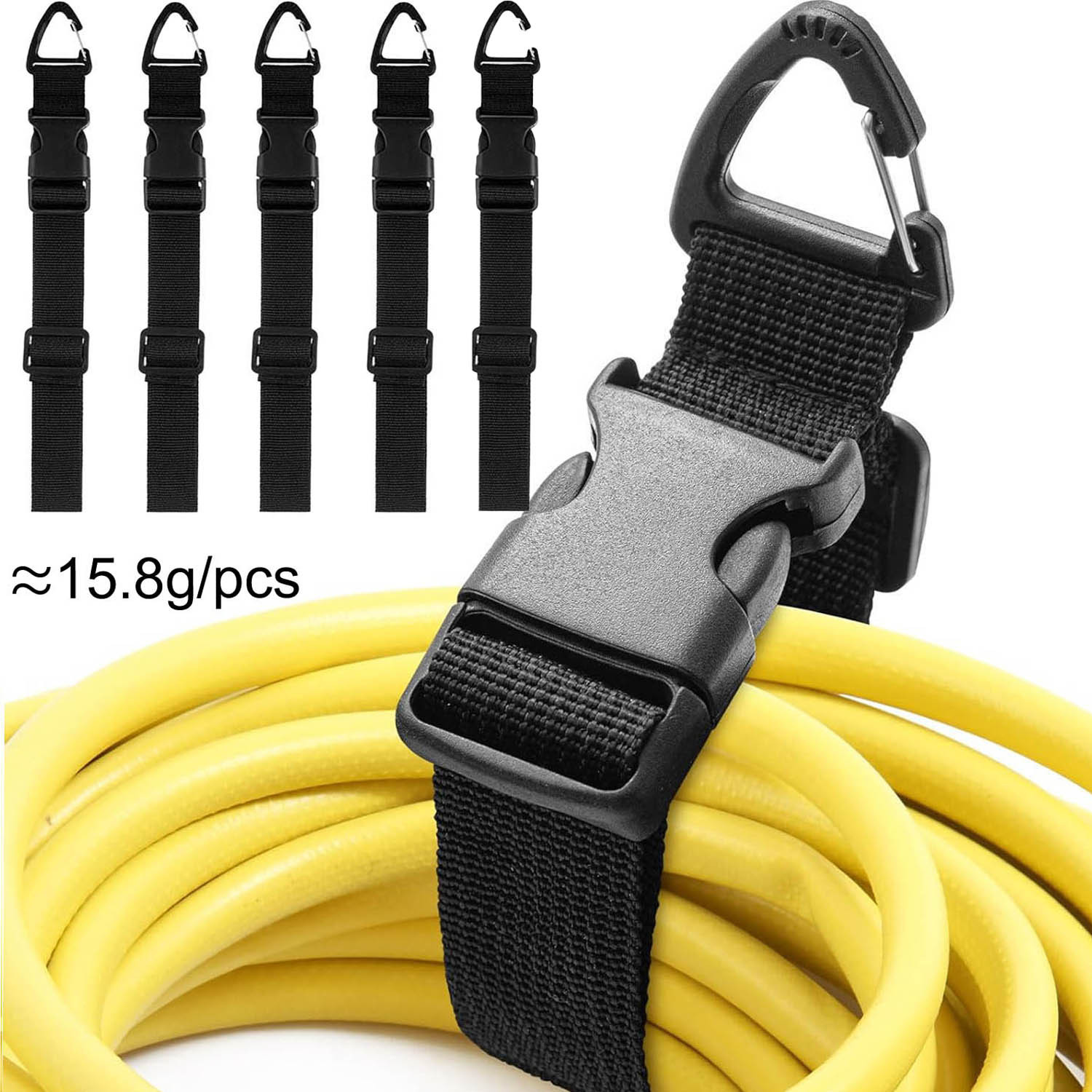 E-shop 5-teilige robuste, verstellbare Kabelorganizer mit 3-Achsen-Schnallenverschluss – Schwarze, langlebige Polypropylen-Kabelhalter für Studio-