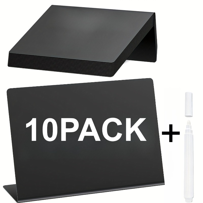 Image of 10 1 Pen Reusable Mini Chalkboard , Acrylic Blackboard Labels For Food Buffet, Wedding Cards, Plant Labels, And Retail Tags(