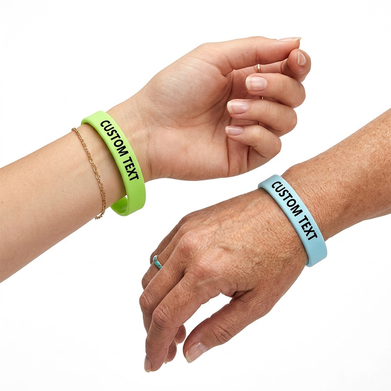 100pc Custom Glow-in-the-Dark Silicone Bracelets Set
