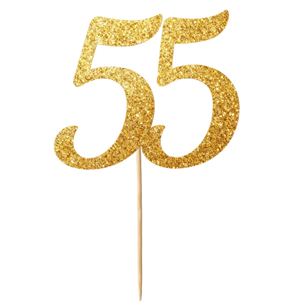 Image of 1pc Golden 55 Cake Topper Cake Decorating Supplies For Ruby Anniversary 55th Birthday Party Cake Decoration Mr Mrs Golden 55 Years Celebration