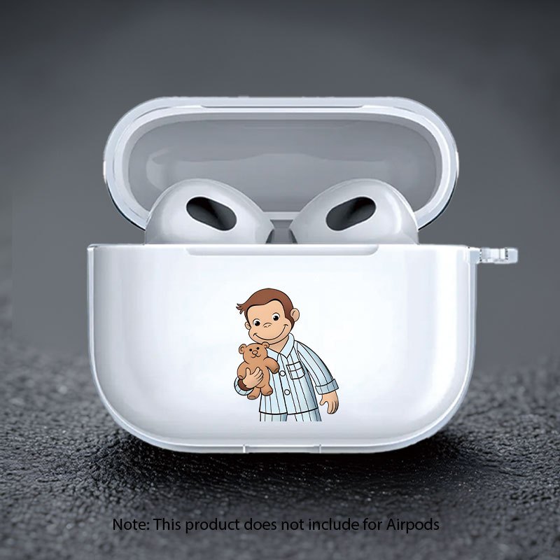 TEMU Creative Monkey Hugging Bear Pattern Uv Printed Transparent Headphone Case, Anti Drop, Simple And Stylish, Suitable For Airpods 4/ 1/ 2/ 3/ Pro