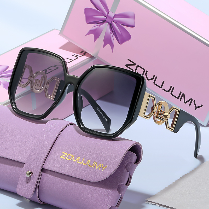 Extra Large Fashion Polygonal Frame Sunglasses, Retro Style, Metal Pattern Woven Style Temples, Fashionable Additions Exquisite Festival Gift
