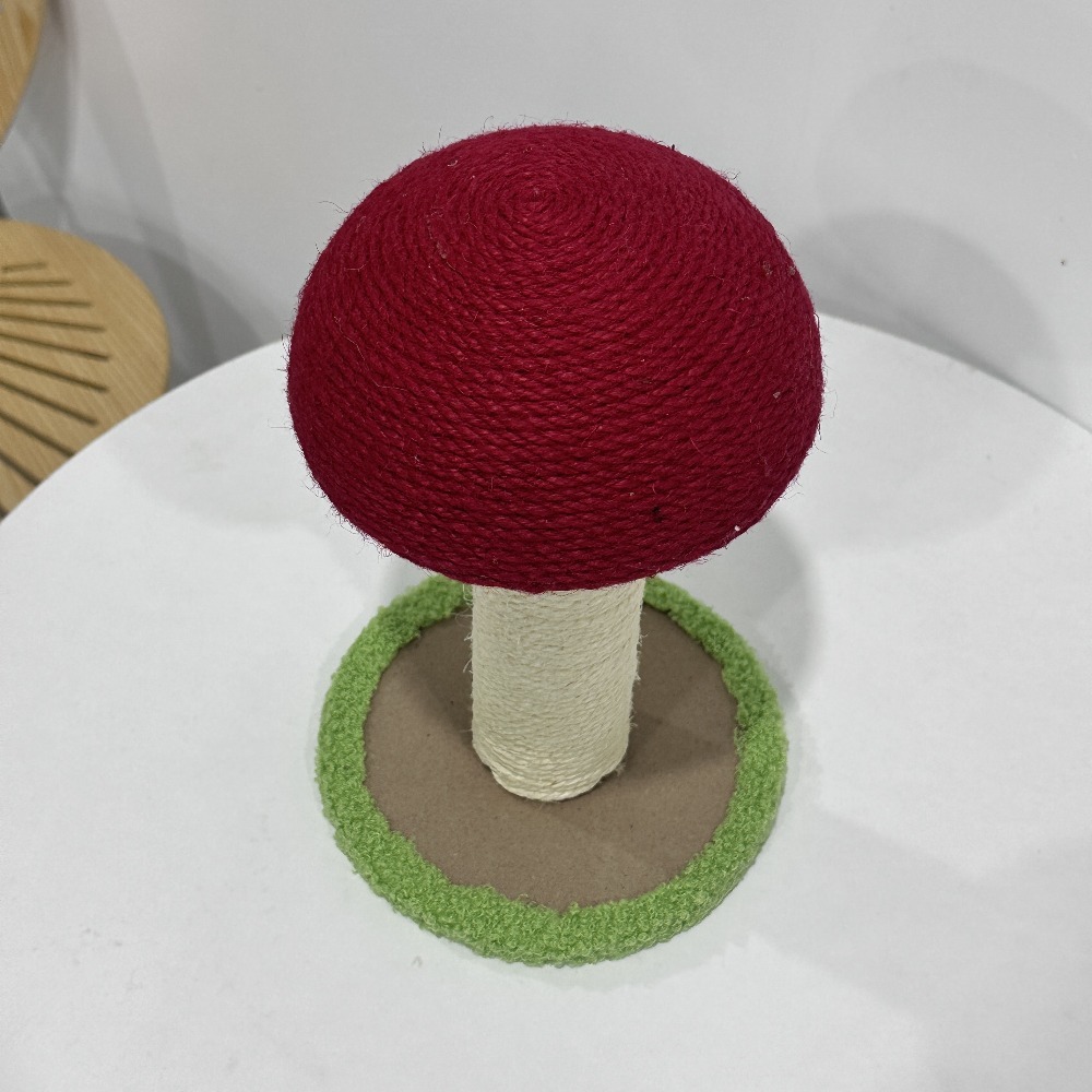 TEMU Durable No-fur 3-in-1 Indoor Cat Scratcher, Size 7.08*11.02 Inches, Red Mushroom-shaped Cat Scratching Pad, Mini And Cute, With Sisal Scratching