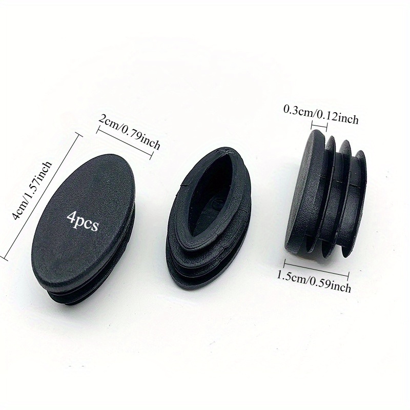 4pcs Plastic Table Leg Oval Design Tube Insert End Caps, Black