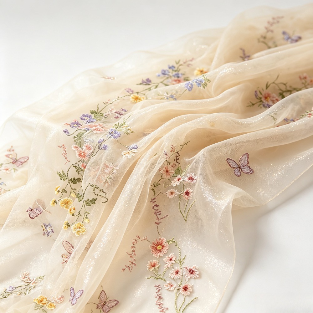 TEMU 1pc Champagne-colored Party Tablecloth, Multicolor Floral And Embroidered Lace, Suitable For Weddings, Birthday Parties, Table Centerpiece