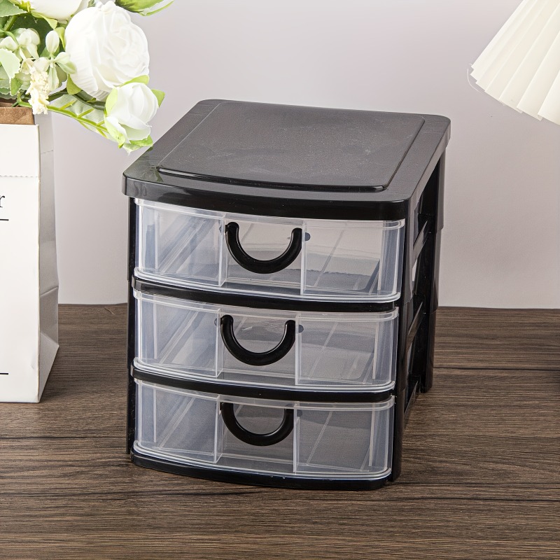 TEMU 3-layer Multifunctional Storage Box With Drawers, Plastic Wardrobe Organizer And Storage Cabinet, Desktop Makeup Organizer, Suitable For Storing
