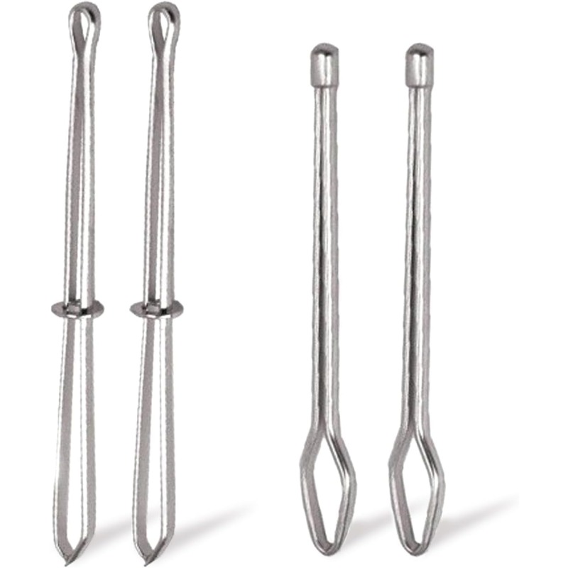TEMU Lot de 4 passe-fils à embout de -suture, pince à épiler en métal pour passe-fils à cordon, insertion facile et rapide, pince à cordon DIY, pince