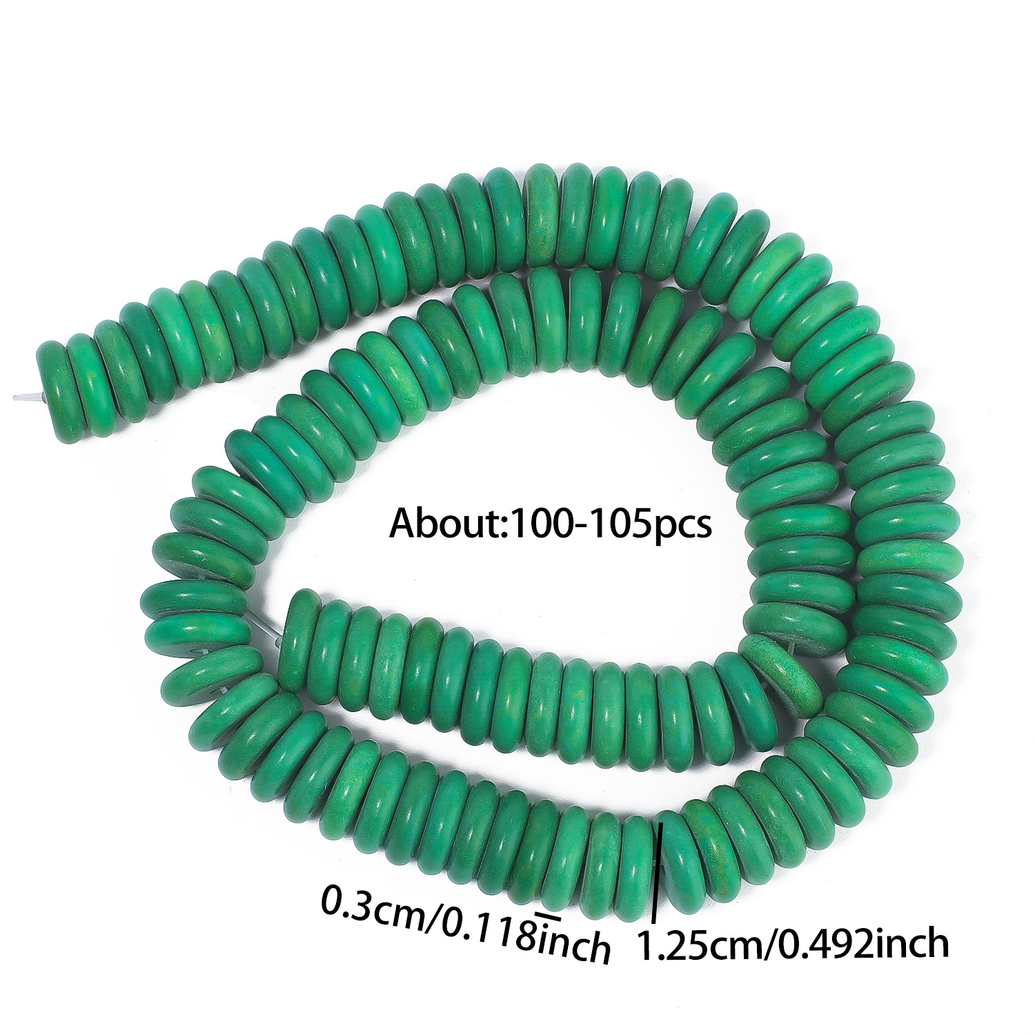 TEMU 3×12.5mm Natural Stone Beads & Beads Assortments, Exquisite Green Turquoise Rondelle Loose Spacer Beads For Charm Making, Bracelet Necklace