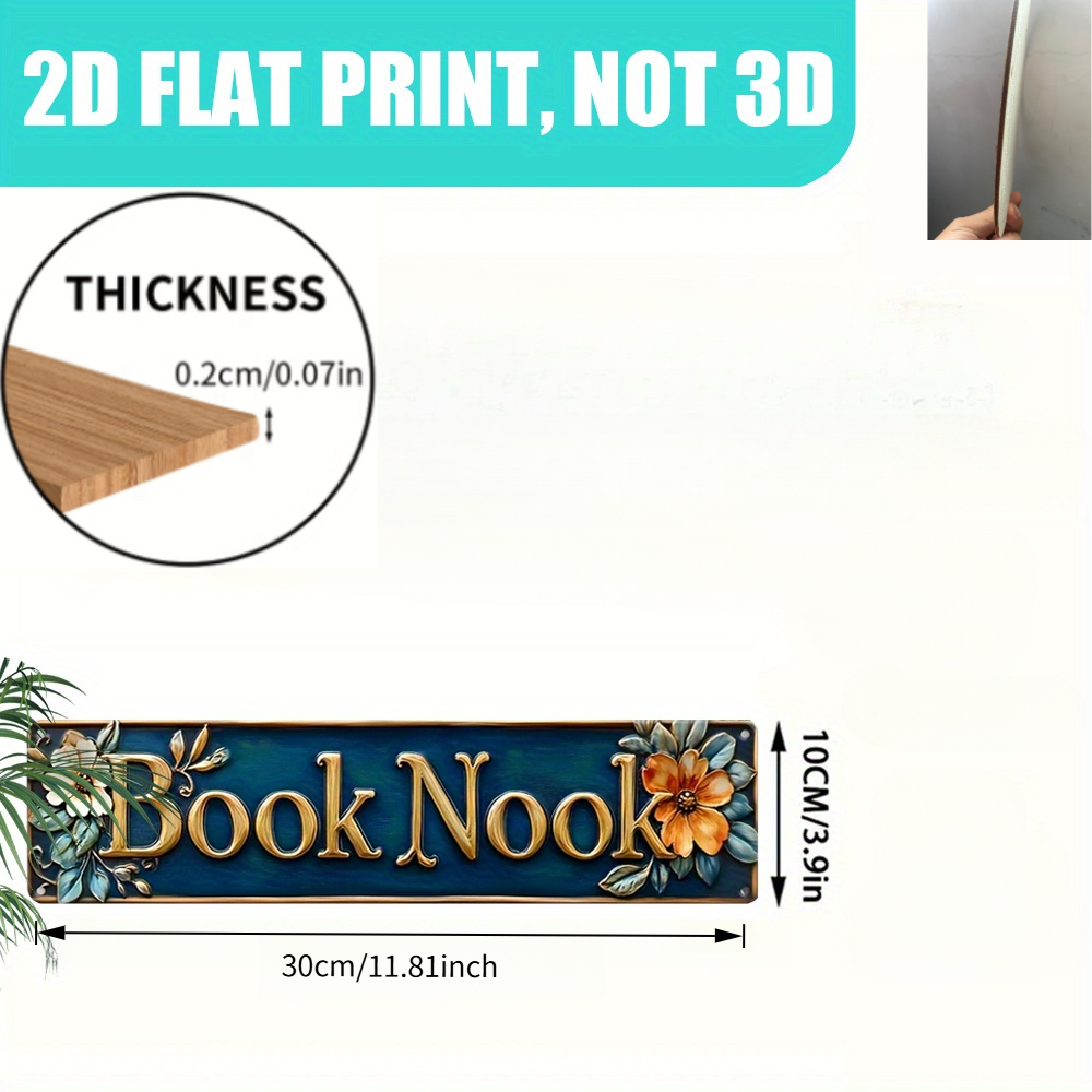 TEMU 2d Flat - [2d Flat] Gift 2d Flat Printing 1pc Country Nook Decor, Golden Lettering And , Perfect For Farmhouse Home Office Library Decoration,