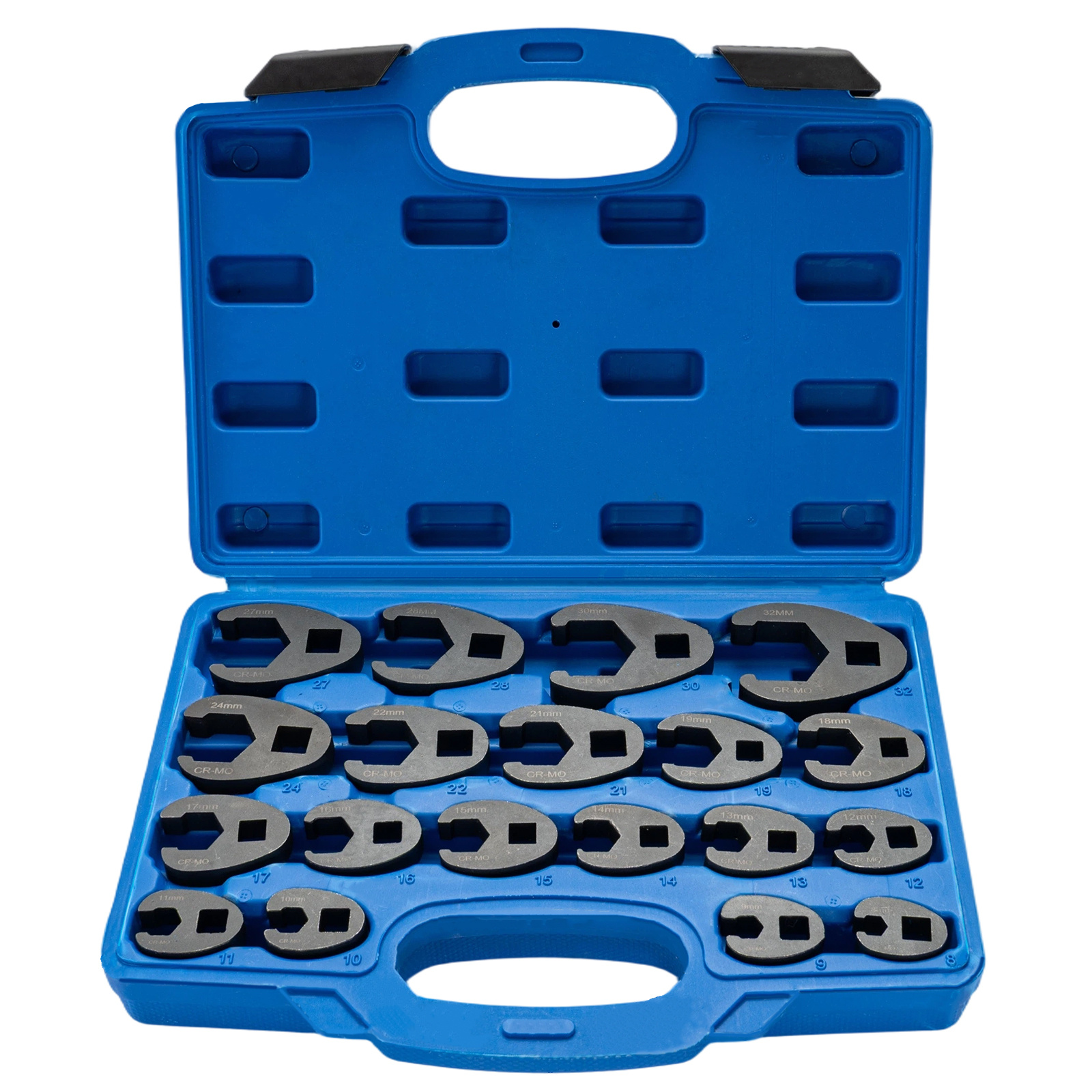 Image of Crowfoot Flare Nut Wrench Set 19pcs Suitable For 3/8' 1/2'crowfoot Wrench, 8-32mm Metric Flare Nut Wrenches Spanners, Open End Drive Ratchet Extension Crow Foot Tools For Fasteners