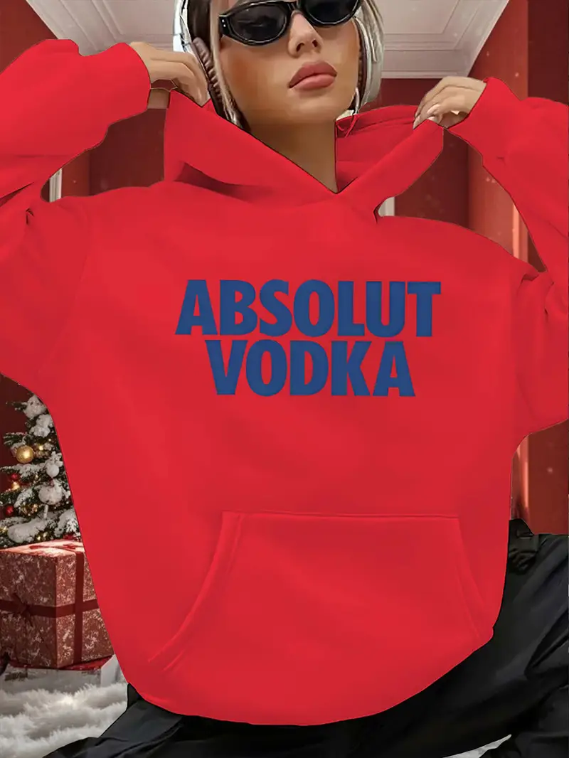 Red Women'S Hoodie - Bold ABSOLUT VODKA Lettering