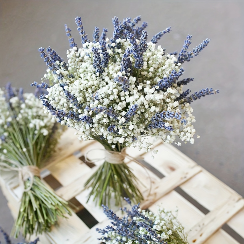 TEMU Fortuetenal Dried Lavender, Baby's Breath, Bouquet- Long-lasting Wedding, Home, And Christmas Decorations- Purple And Floral Arrangement,