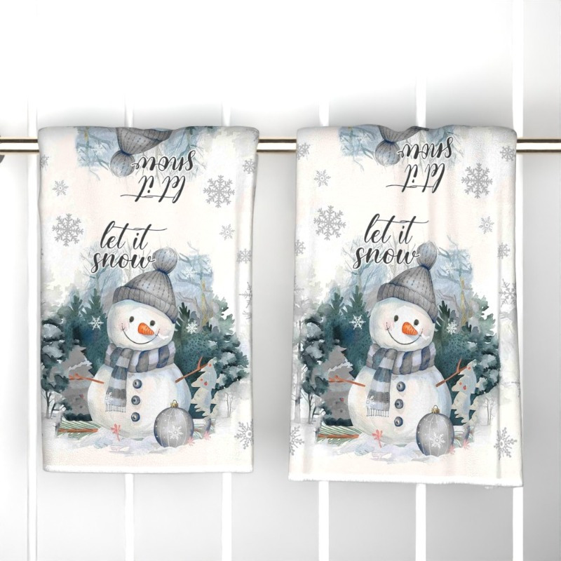 

2-pack Snowman Christmas Towels, 18x26 Inches, Super Soft Absorbent Polyester, Woven, Unscented, Normal & Relaxed Hair Compatible, & Bathroom Decor, Winter Design