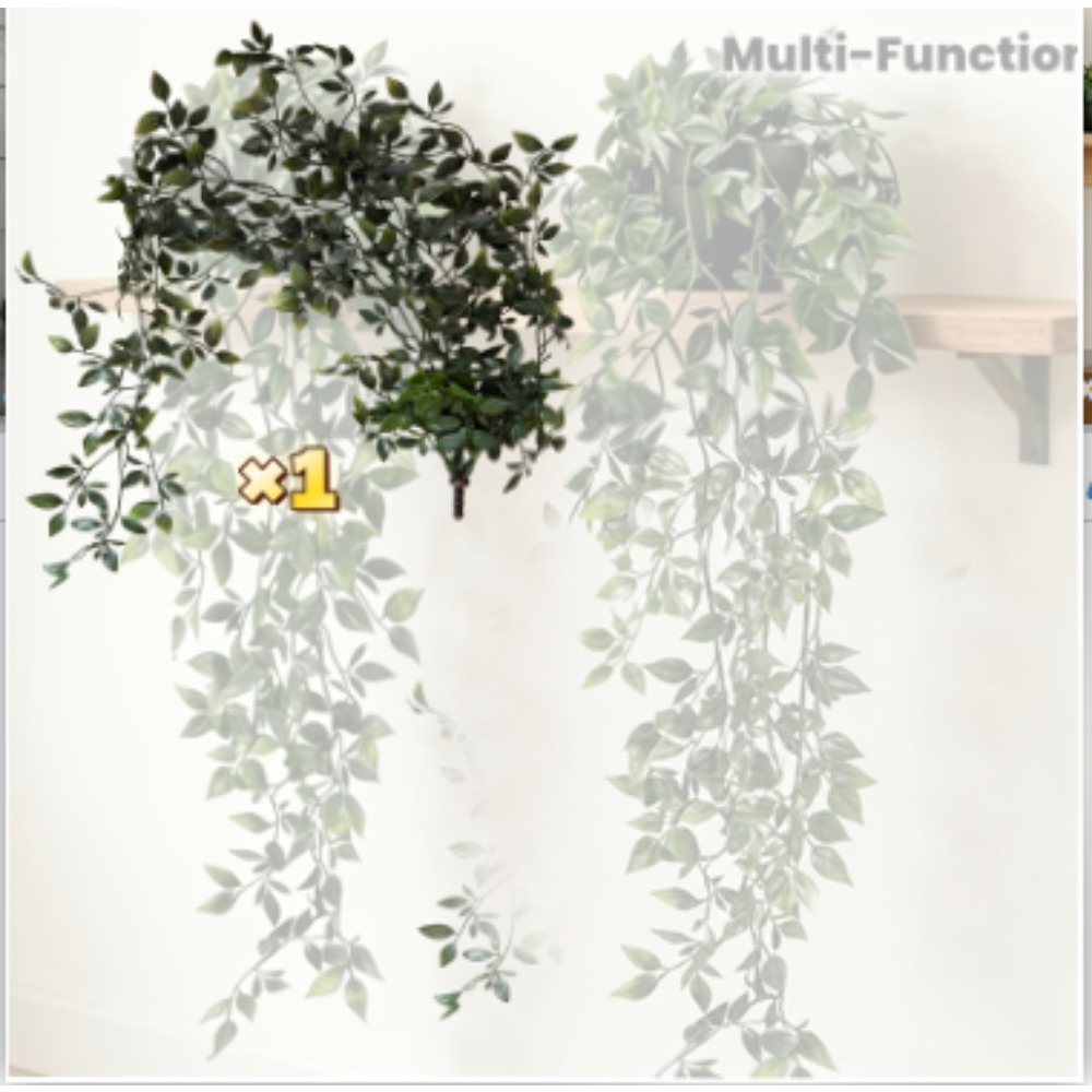 TEMU Large Artificial Hanging Green Plant Pots With Realistic Mandala Leaves, Suitable For Home, Living Room, Office, Bathroom, Multifunctional Room