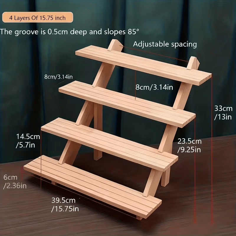 TEMU 4 Tier Solid Wood Tiered Bracelet And Ring Display Stand - Detachable, Elegant Multi- Layer Jewelry And Figurine Showcase - Modular Storage For