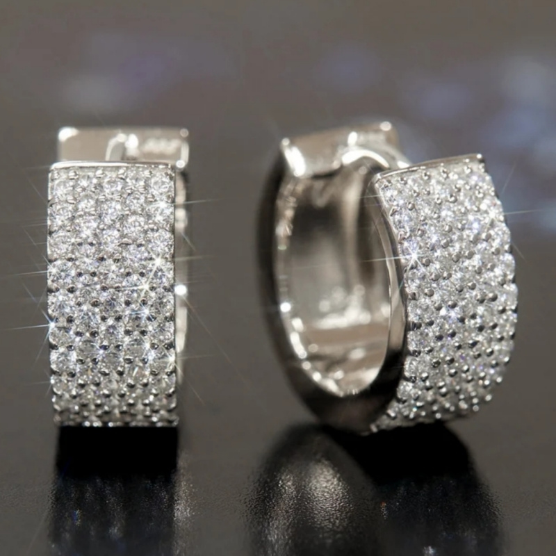 E-shop Exquisite Mikro-Pavé Zirkonia Ohrringe – Niedliche Kreisohrringe für Damen – Täglicher, Party- Urlaubsschmuck