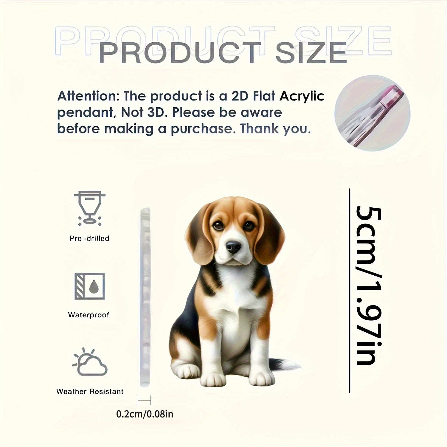 TEMU 2D Flacher Acryl Schlüsselanhänger, Elegantes Beagle Anhänger Design, Handy Anhänger, Rucksack Anhänger, Schlüsselanhänger, Weihnachtsgeschenk,
