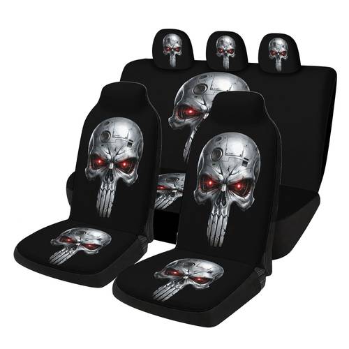 2d vlak 7-delige set mechanische auto stoelhoezen set - inclusief 2 voorstoelhoezen en 1 achterbank rugleuninghoes en 1 achterbankhoes en 3 auto stoel hoofdhoesjes