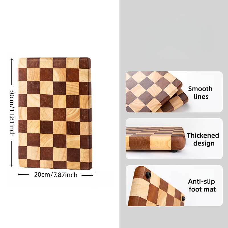 TEMU 1pc Large-size Checkerboard Chopping Board, Made Of High-quality Wood.safe And Durable, And Is Perfect For Cutting Meat, Cheese, Bread,
