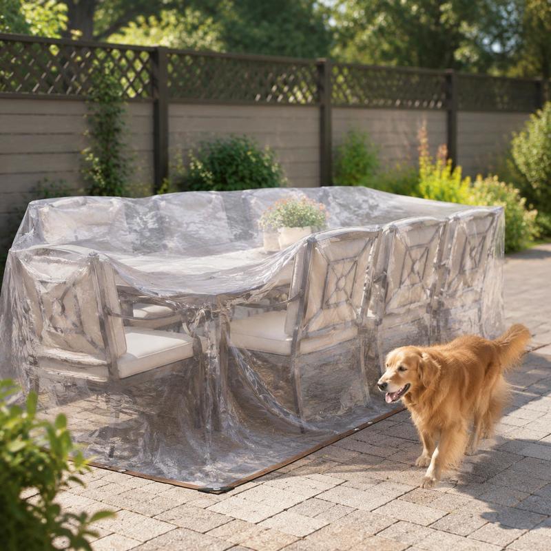 Image of Transparent Tarpaulin With Eyelets 4 X 8m Polyethylene Clear Cover Sheet For Balcony Greenhouse Side Curtain Carport Patio Camping Divider Outdoor Home Use