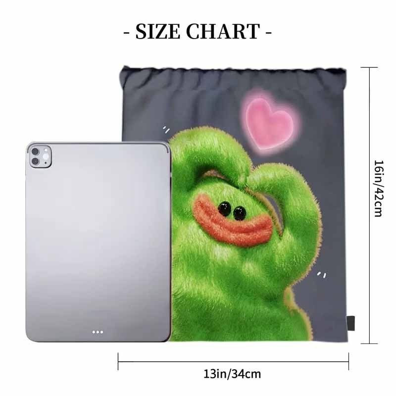 Green Frog Plush Toy Backpack with Pull Closure