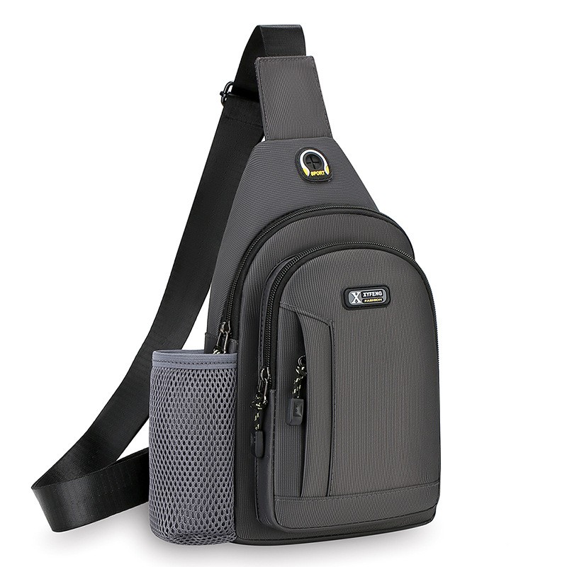 Unisex Anti-theft Sling Bag, Durable Nylon Chest Bag With Adjustable Strap & Water Bottle Pocket, Wear-resistant Daypack For Travel, Hiking, Commuting & Shopping